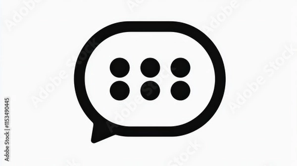 Fototapeta Black Speech Bubble Icon with Dots on White Background