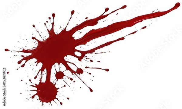 Fototapeta Splatters of red paint or blood on a white background