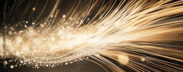 Fototapeta A shimmering stream of golden light trails, creating an ethereal and magical atmosphere with sparkling effects.