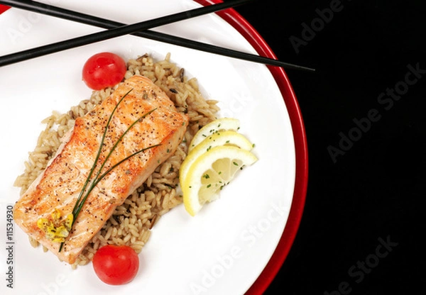 Obraz Salmon with wild rice