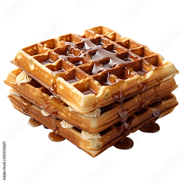 Fototapeta a stack of waffles with syrup