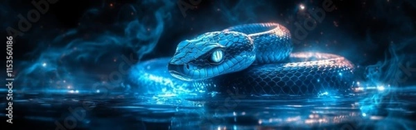 Obraz Electric Snake Coiled in a Glowing Mystical Scene