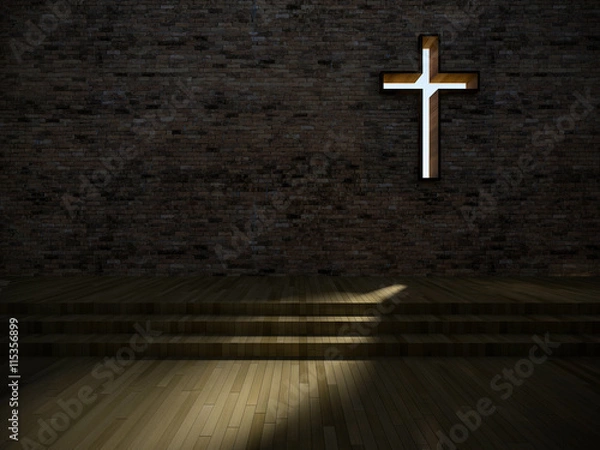 Obraz 3D nowoczesne wnętrze kościoła