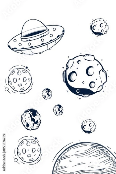 Fototapeta spaceship and moon