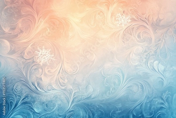 Fototapeta Frost patterns on glass with delicate swirls and winter hues in a cold season. Generative AI