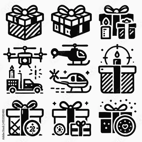 Obraz Gift icon icon set flat illustration vector