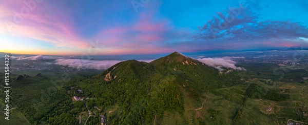 Fototapeta Beautiful view of a mountain peak at sunset. Landscape and nature of the North Caucasus