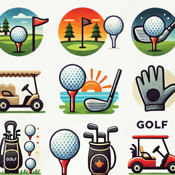 Obraz Golf Icons Set vector illustration 