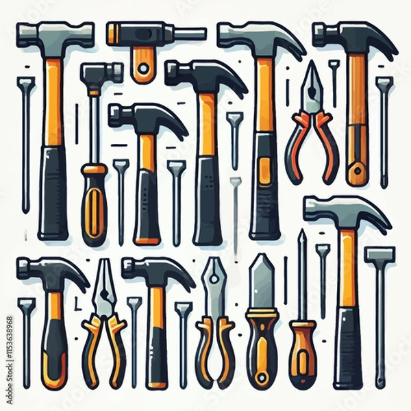 Obraz hammer set falt vector illustration