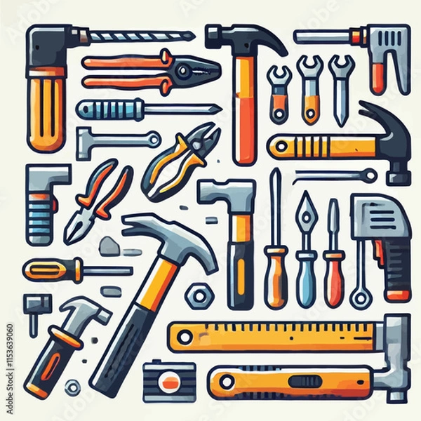 Obraz hammer set falt vector illustration