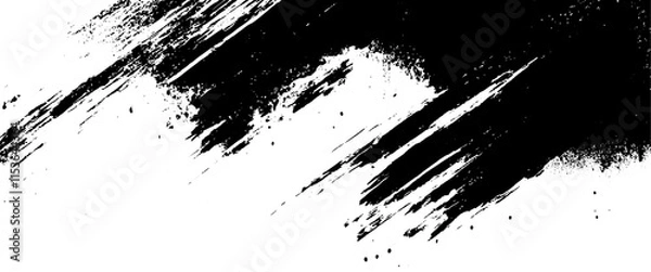 Fototapeta Vector grunge brush strokes texture rough black scratches for wallpaper, paint splatter template, dirt banner, watercolor design.
