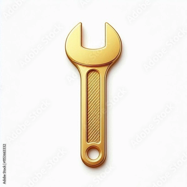 Obraz golden wrench on white background