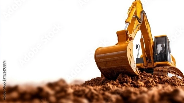 Obraz Construction Digger Bucket on White Background. Generative AI