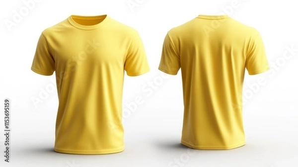 Fototapeta Mockup of mustard yellow T-shirt isolated on white background. Generative AI