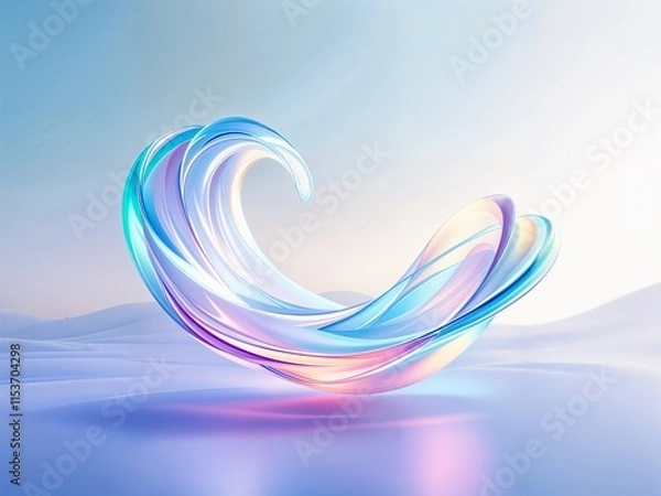 Fototapeta Abstract wavy 3d background bright glass colorful gradient fluid wave render texture. Liquid blue-orange gradient glass on a dark background