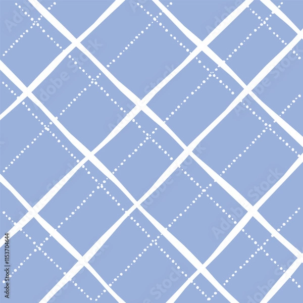 Fototapeta Vector hand drawn cute checkered pattern. Doodle Plaid geometrical dry brush texture. Uneven double crossing lines. Abstract cute delicate pattern ideal for fabric, textile, wallpaper.