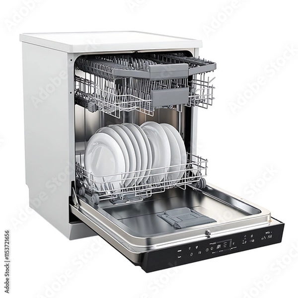 Fototapeta dishwasher isolated on white background full depth of field 