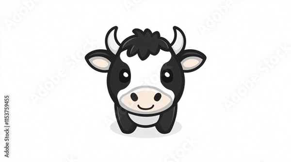 Obraz Cute Cow Icon Vector 2D Flat Isolate