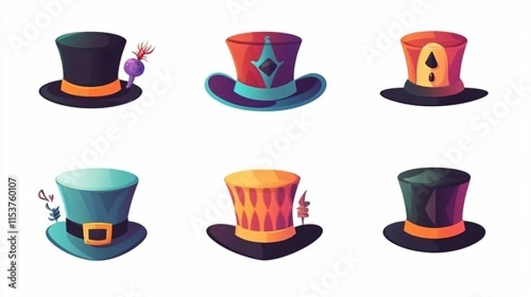Obraz Elegant Top Hat Icon Isolated on Transparent Background in 2D Vector Style