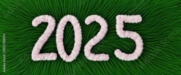 Fototapeta Zebra fur patterned 2025 text on green backdrop