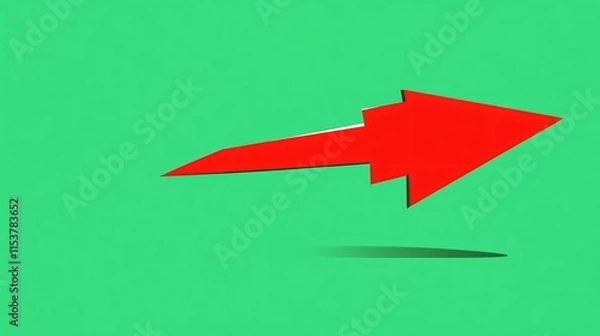 Fototapeta Vibrant Red Arrow Bouncing Right on Green Background