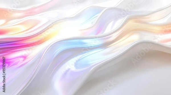 Fototapeta elegant white abstract background with seamless holographic rainbow surface pattern creating dynamic iridescent light reflections and textures