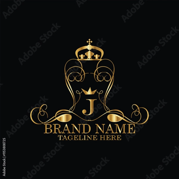 Fototapeta creative  initial  latter j logo design with modern business vector template.  creative isolated j monogram logo design with new latter logo golden color and black background . design of elements 