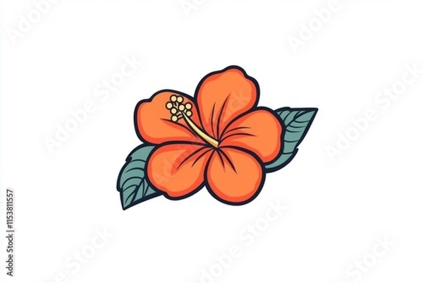 Obraz A simple icon of a hibiscus flower, drawn in clean lines and bold red tones, placed on a blank background