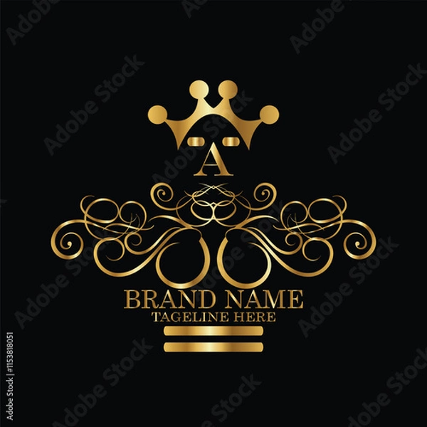 Fototapeta creative  initial  latter a logo design with modern business vector template.  creative isolated a monogram logo design with new latter logo golden color and black background . design of elements 