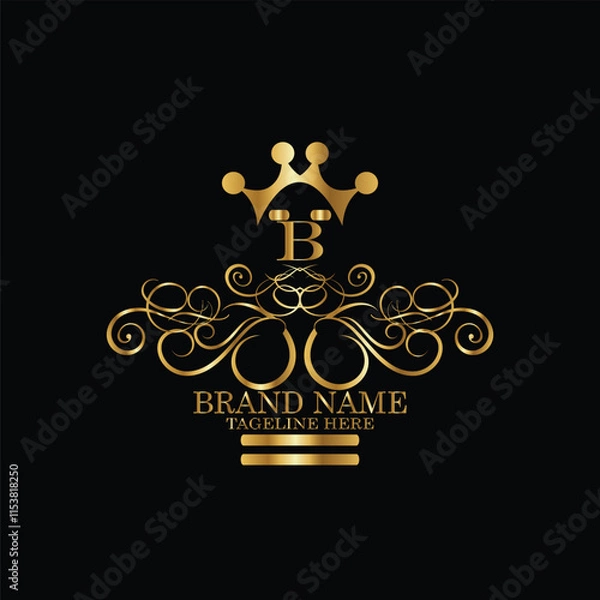 Obraz creative  initial  latter b logo design with modern business vector template.  creative isolated b monogram logo design with new latter logo golden color and black background . design of elements 