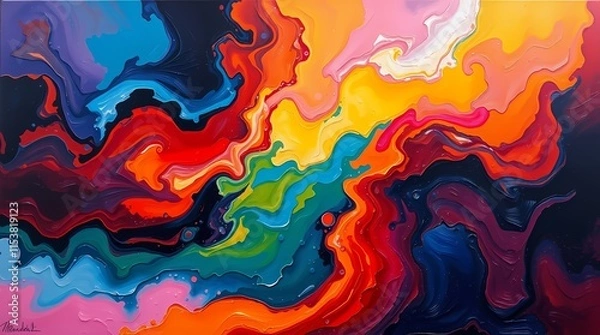 Fototapeta Abstract Oil Background with Flowing Textures and Vibrant Colors