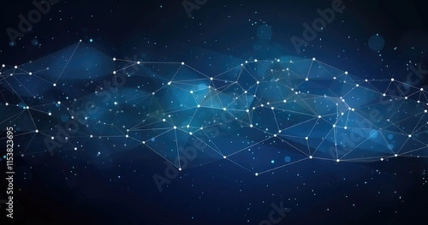 Fototapeta Abstract representation of a network with stars and connections in a cosmic background.