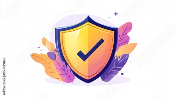 Obraz Cyber Security Shield with Check Mark Symbol, Online Protection and Safety Concept Image