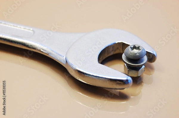 Obraz Wrong tool: big wrench with little nut and screw