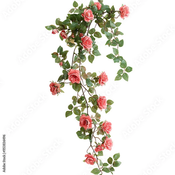 Fototapeta Climbing rose isolated on white background full depth of field 