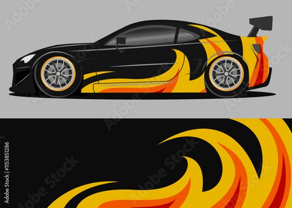 Obraz Wrap car design decal with fire theme