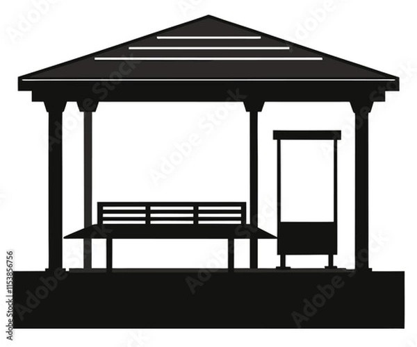 Obraz Black Silhouette Bus Stop Icon Vector