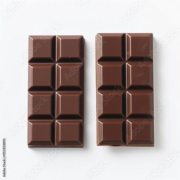 Obraz two nice and delicious chocolate bars on a white background
