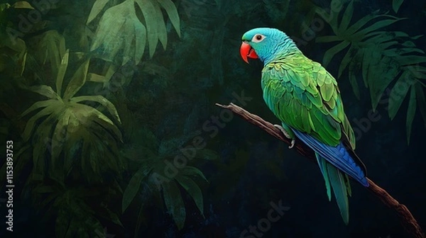 Fototapeta Stunning Close-Up of a Vibrant Blue-Naped Parrot in its Natural Habitat, Ideal for Wildlife Photography, Nature Documentaries, and Educational Resources about Avian Species.