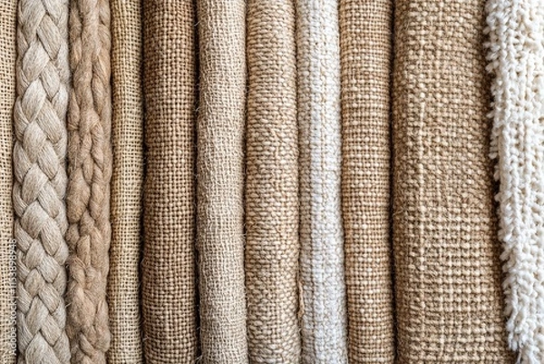 Fototapeta Natural fabrics in various textures and shades create warm, invi