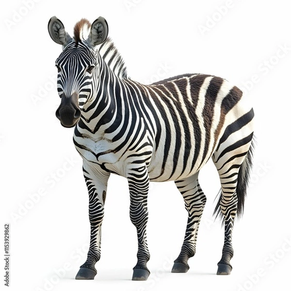 Obraz Majestic Zebra on White Background