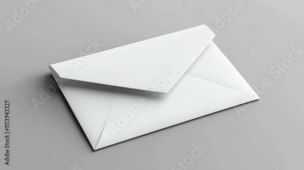 Fototapeta A sleek, modern white envelope lies on a gray background, showcasing a clean and minimalist design ideal for various professional uses.
