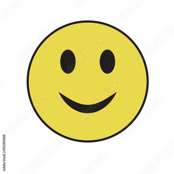 Obraz Smiling face vector icon symbol. Yellow smile sign. Simple flat shape happy emotion logo. Isolated on white background.