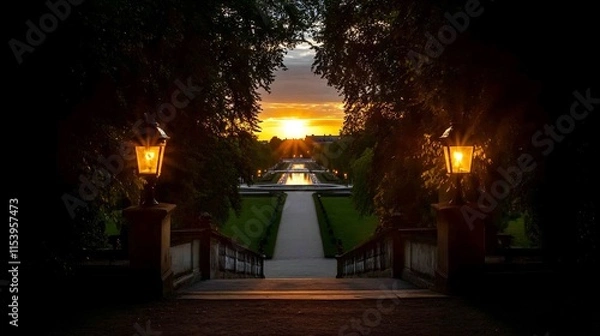 Fototapeta Sunset View from the Grand Staircase at the Park