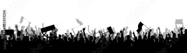 Fototapeta Protest crowd holding up placard style isolated on white background