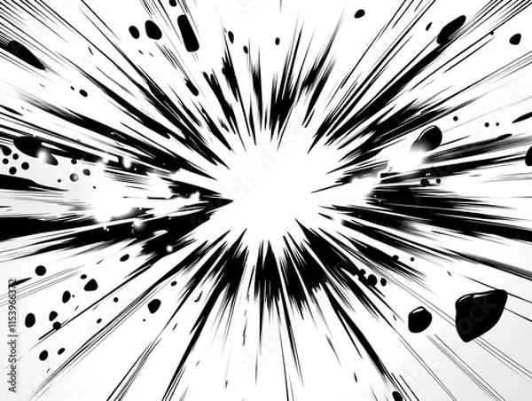 Fototapeta Abstract Black and White Explosion, Speed Lines Background