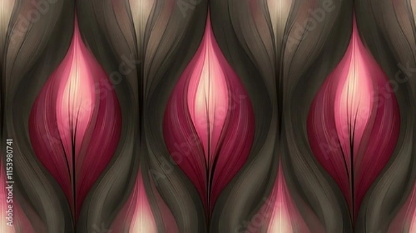 Fototapeta Abstract pink and brown floral pattern.