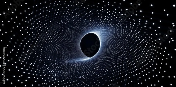 Fototapeta Abstract Spiral with White Lines and Starry Sky Background, AI generated illustration