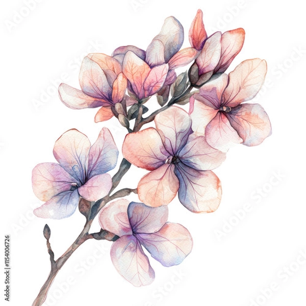 Fototapeta Beautiful Pastel Illustration of Delicate Flowers in Retro Style with Soft Tones and Elegant Petals