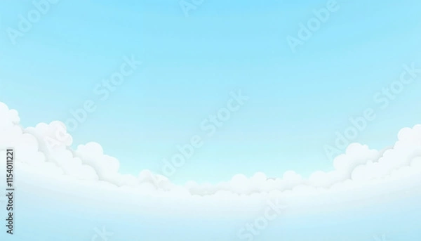Fototapeta Clear blue sky with fluffy white clouds